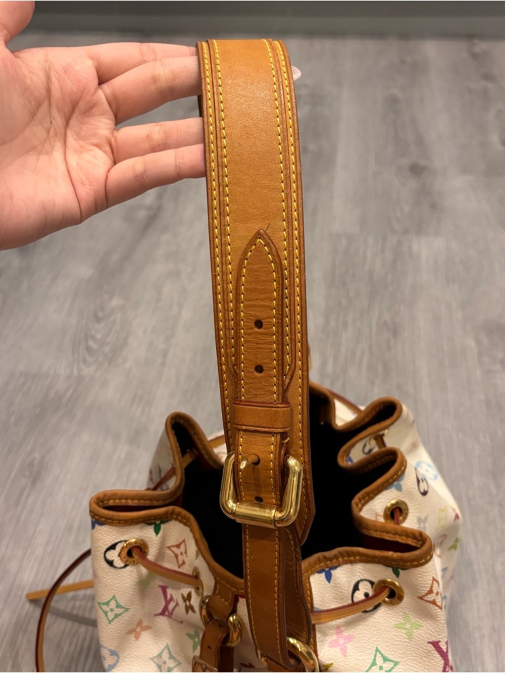 Louis Vuitton x Takashi Murakami White Multicolore Canvas Petit Noé - Picture 9 of 16